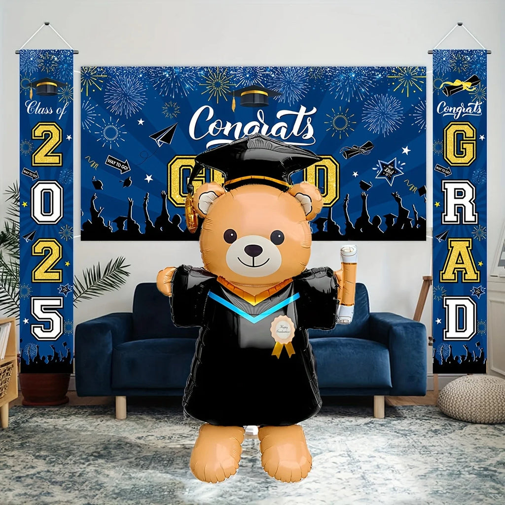 155.45cm Cute Graduation Bear Aluminum Foil Balloon - Perfect for School Events & Campus Decor, Graduation Party Decorations Oasis Select