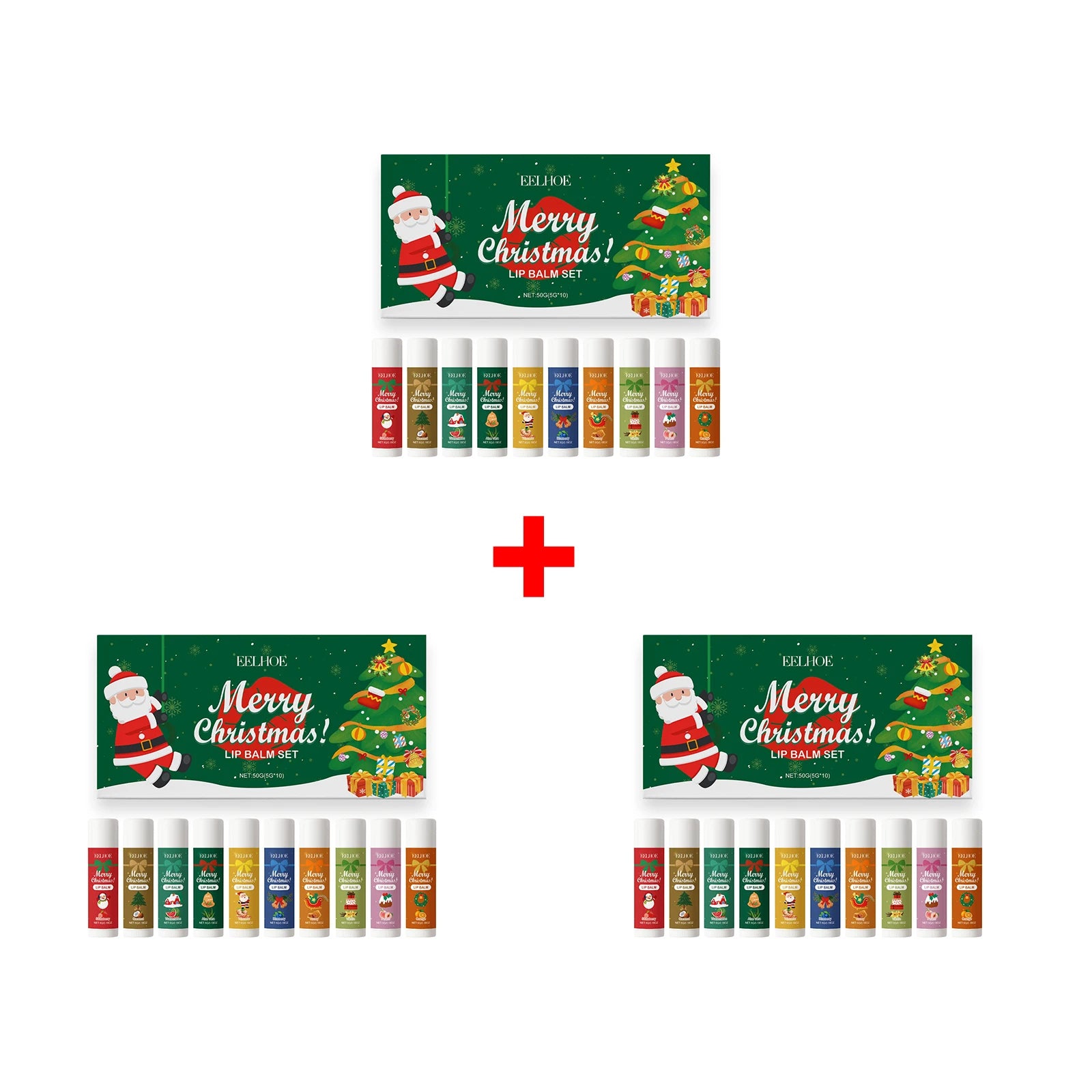 EELHOE 10-Pc Christmas Lip Balm Gift Set – Deep Moisturizing Lip Balm Gift Set Oasis Select 3PCS