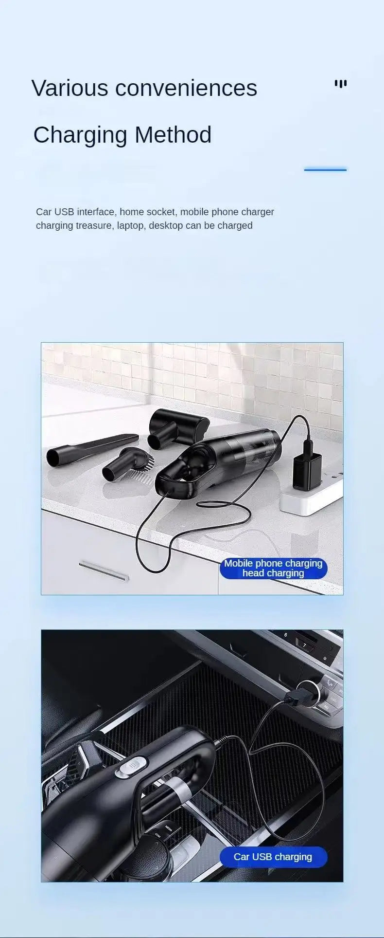 GUOHE Wireless Handheld Vacuum 120W – Car & Home Use