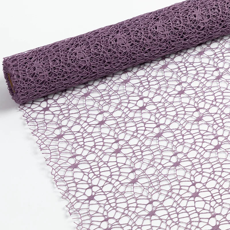50cm 5yards Flower Wrapping Gauze Bouquet Wrapping Lace Jacquard Net Flower Pattern Mesh Floral Wrapping Paper Valentine's Day Oasis Select Dark Purple