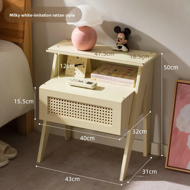 Bedside table, bedroom simple modern small cabinet, simple small bedside storage cabinet, household new storage bedside cabinet Oasis Select Cream Rice wangwen