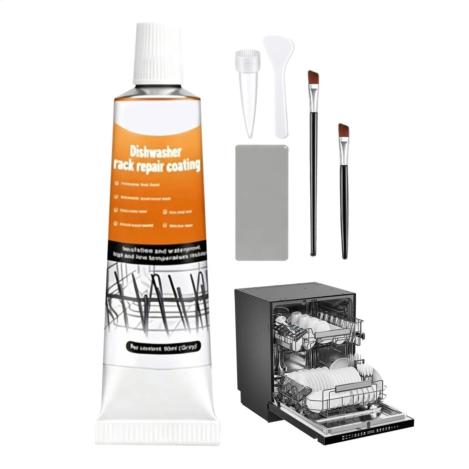 Dishwasher Rack Coating Repair Kit 50ml Long-Lasting Coating Gel with 2 Brushes Dishwasher Rack Repair Adhesive for Home Kitchen Oasis Select