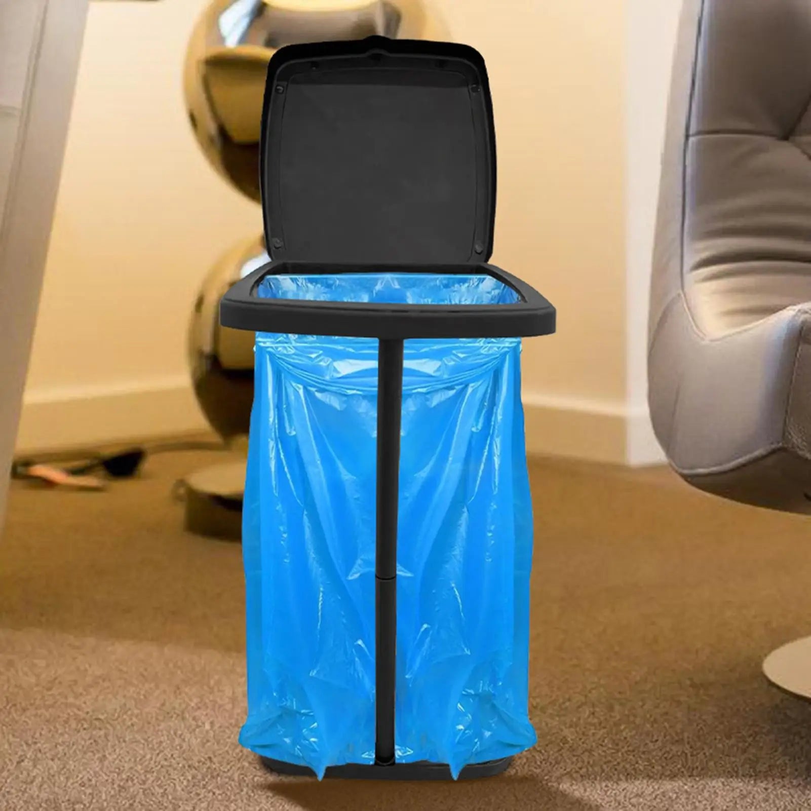 Garbage Bag Holder Rubbish Bag Stand Telescopic Garbage Holders Waste Storage Frame with Lid for Living Room Yard Lawn Camping Oasis Select