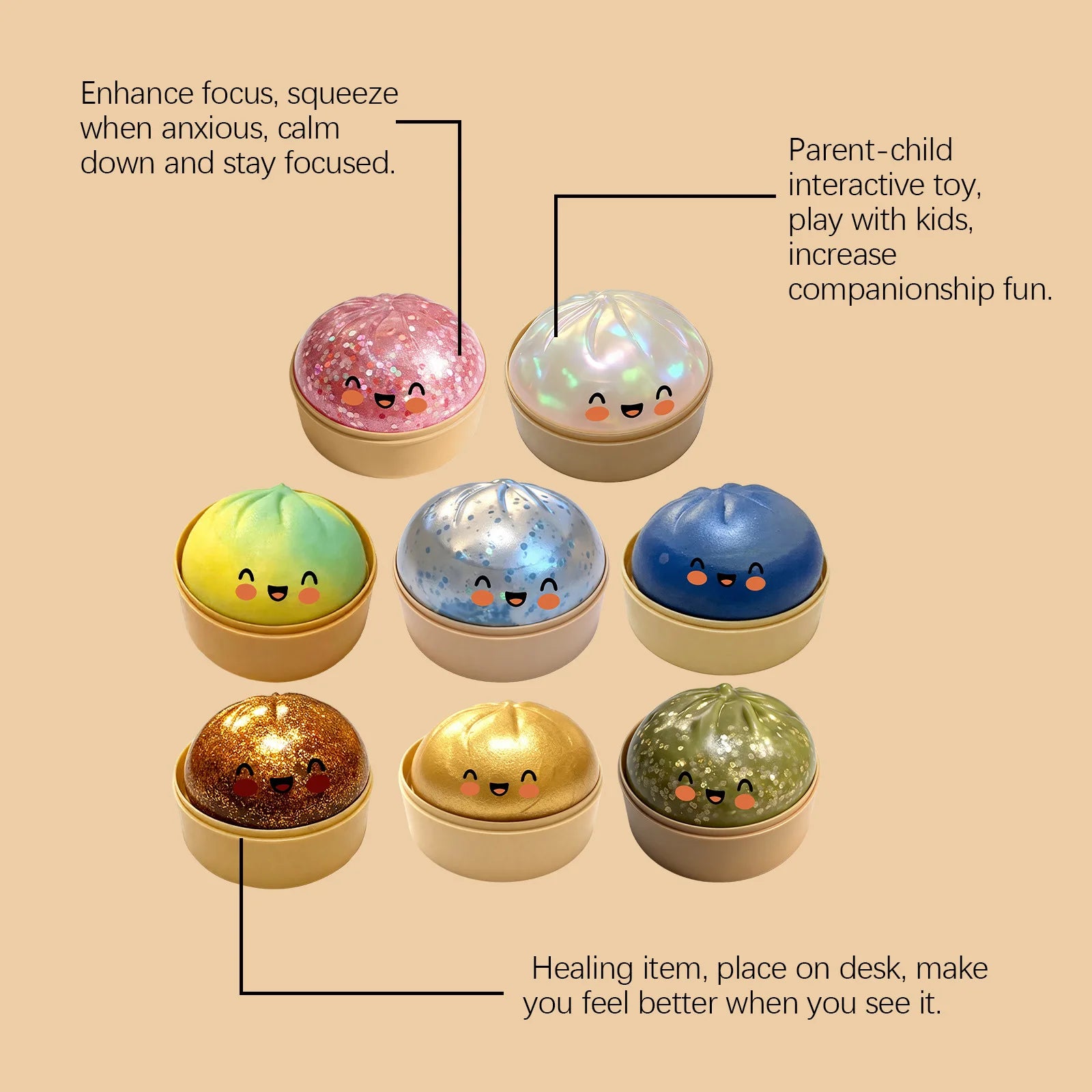 Bun Squishy Fidget Toy – Soft Food Shaped Sensory Toy Squishy Fidget Toy Oasis Select