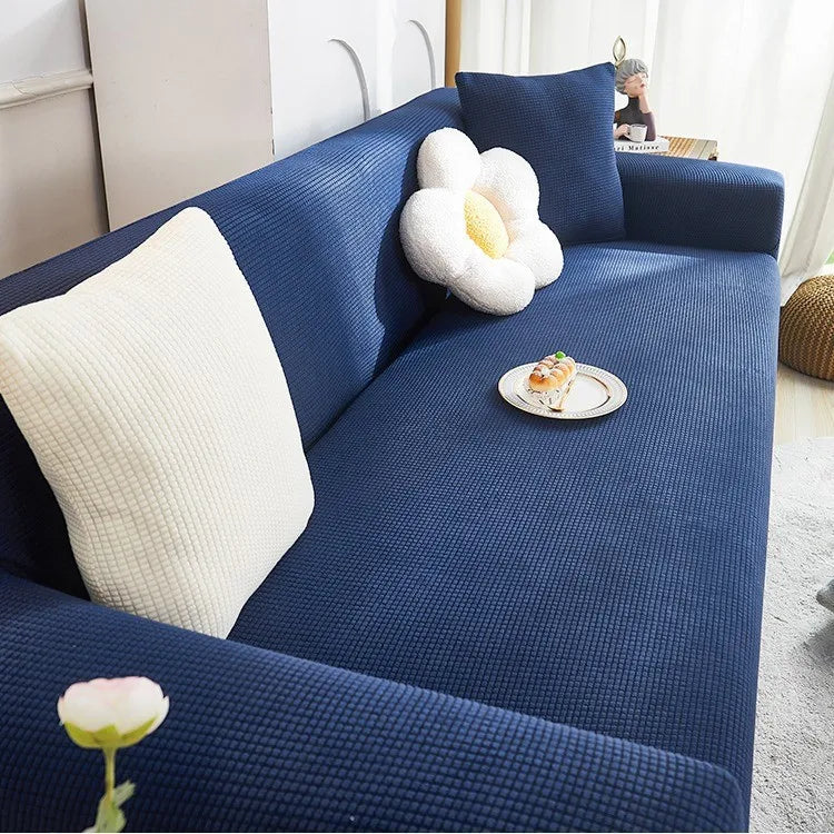 Elastic Sofa Cover All-inclusive Nordic Style Summer Simple Anti-cat Scratch Sofa Dust-proof Cover Couch Covers for Sofas Oasis Select 5 people 305-360CM navy blue