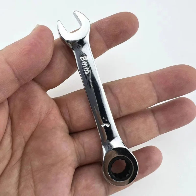1Pcs 6-19mm 72 Tooth Short Handle Ratchet Socket Wrench CRV Quick Open Reversible Combination Stubby Spanner Auto Repair Tools Oasis Select
