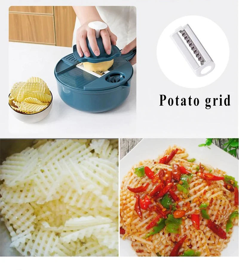 9 in 1 Vegetable Cutter Multi-Functional Potatoes Manually Cut Shred Slicer Grater Kitchenware Acceesories Tools Oasis Select