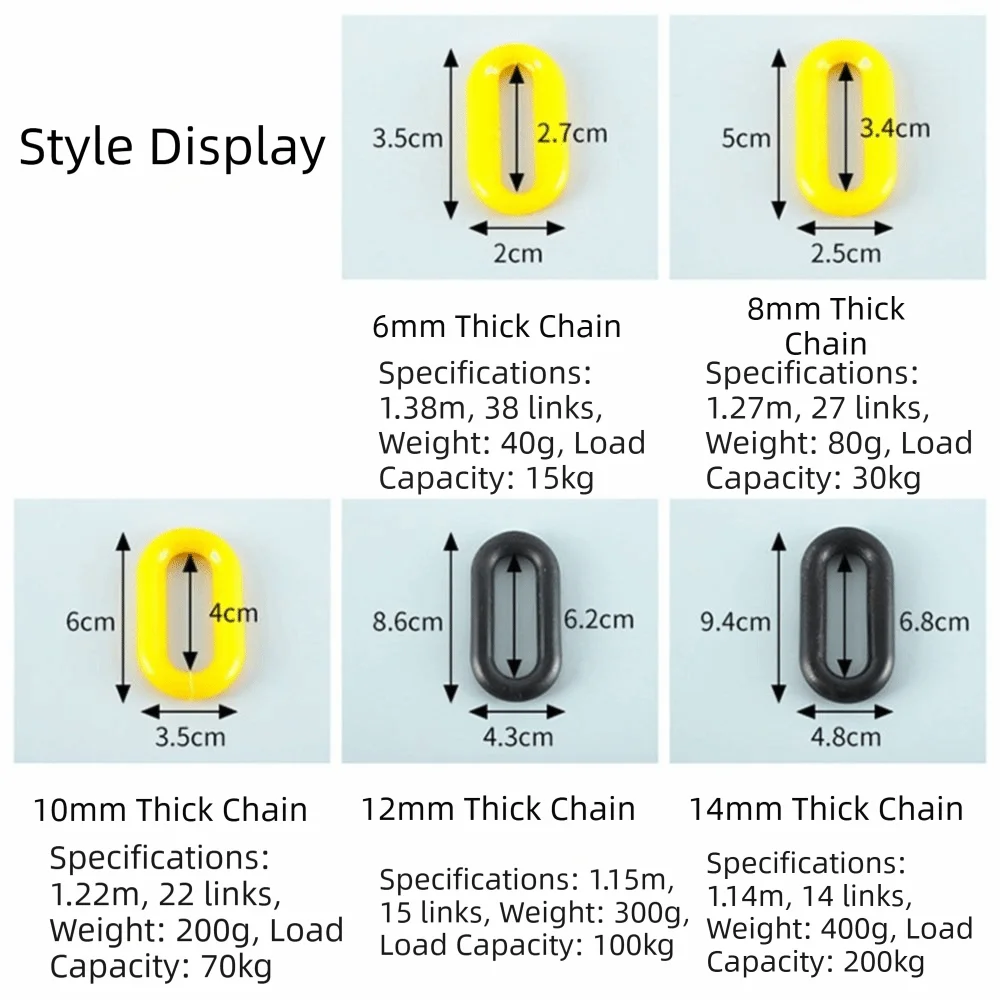 5m Security Barrier Chain Red and White Black and Yellow Traffic Chain Barrier Link Plastic 6mm/8mm/10mm Crowd Control Barrier Oasis Select