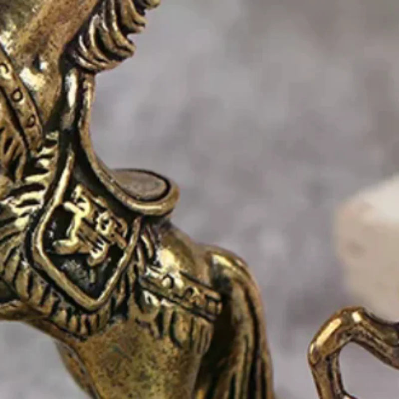 Bronze Horse Desktop Decoration Living Room Tea Table Sculpture Metal Craft Home Decorations Chinese Zodiac Horse Statue Oasis Select