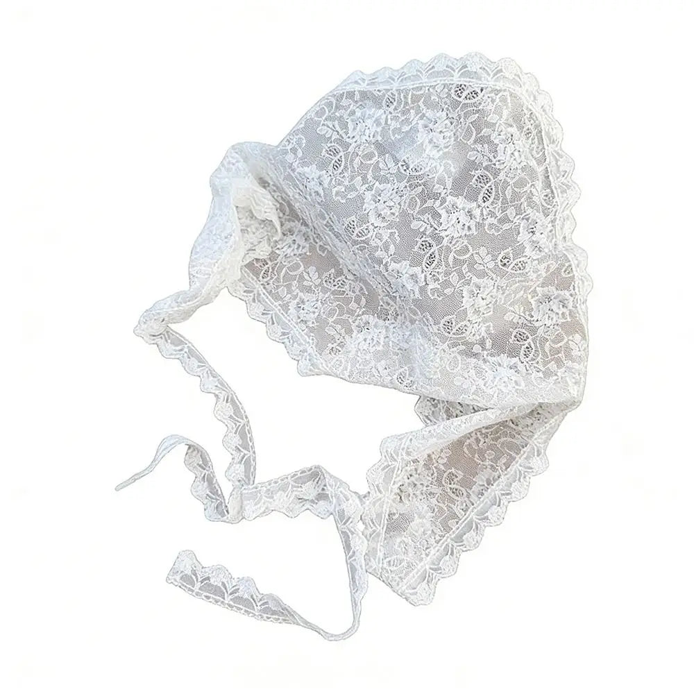 Fashion Vintage Lace Flower Hair Scarf Shawl Thin Cute Bandanas for Women Chic Style Bohemian Sweet Headscarf Photography Oasis Select