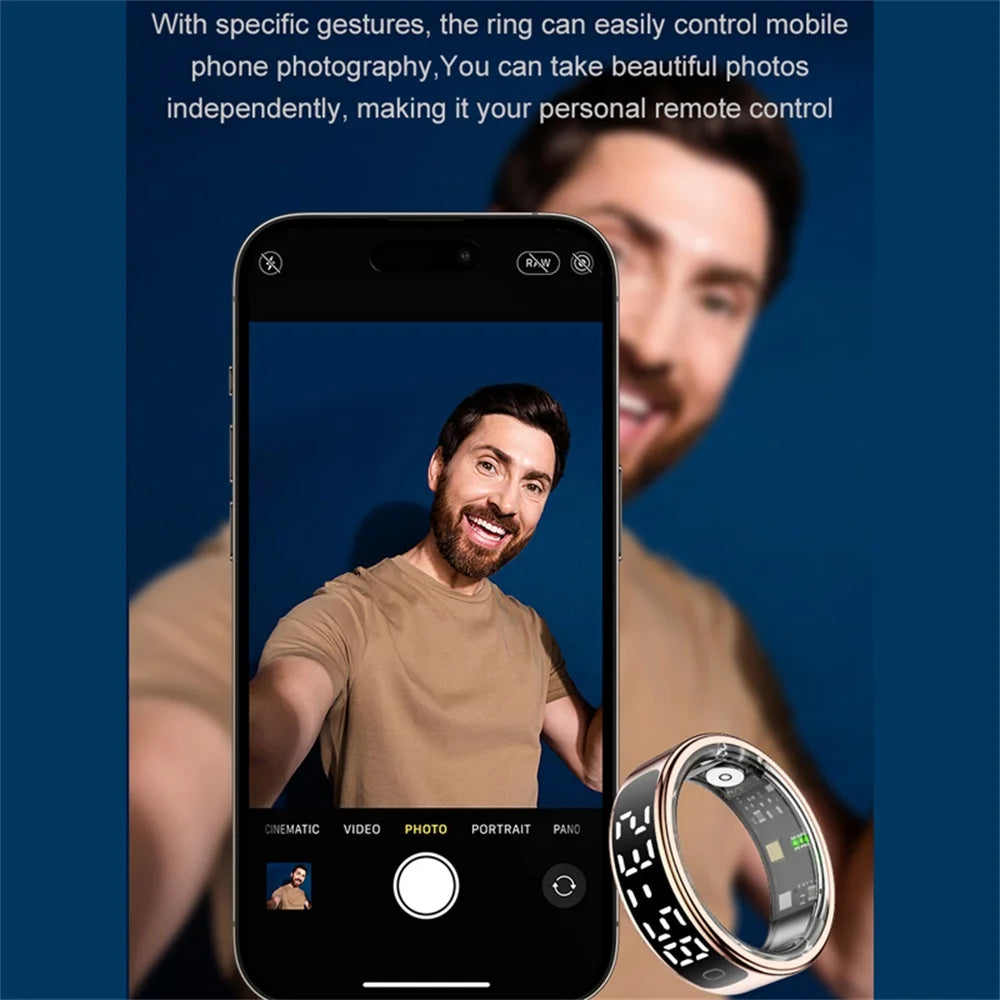 2026 Smart Ring With Display Screen Touch Screen Heart Rate Sleep Gesture Control Remote Photo Capture Sports Blue Tooth Ring Oasis Select