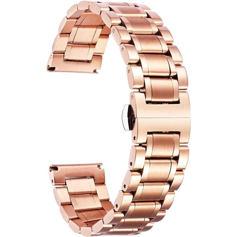 New Stainless Steel Five Bead Watch Strap 18mm 20mm 22mm Double Press Butterfly Buckle Straps Universal Watchband For Huawei GT4 Oasis Select 5ROW-RGM 18mm