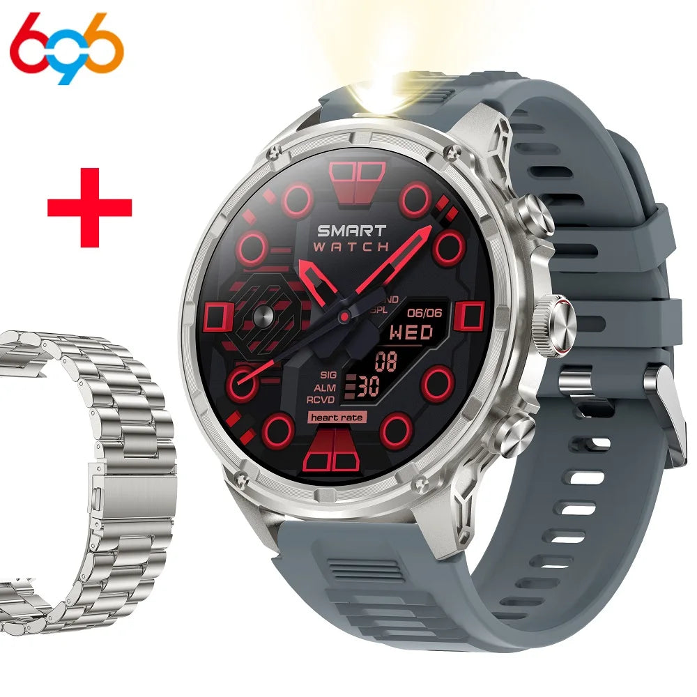 Waterproof Outdoors Smartwatch Flashlight Women Music Sports Blue Tooth Call 710mAh Heart Rate Health Monitor Smart Watches Men Oasis Select SVGRS A SV3M