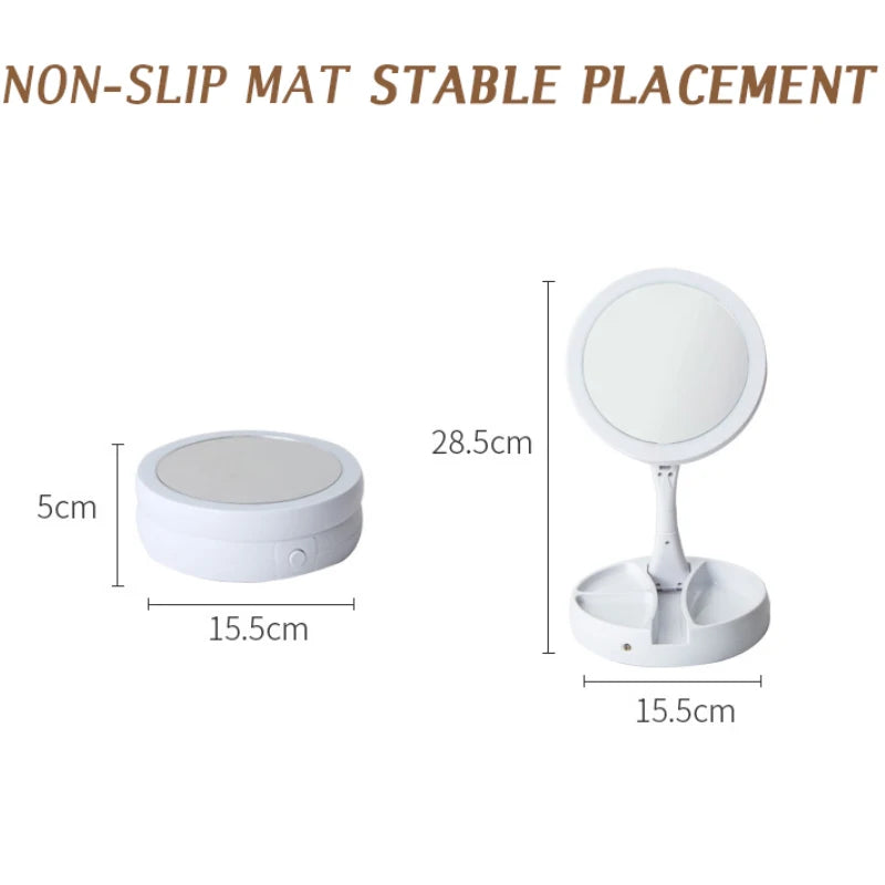 LED Makeup Mirror 10X Magnifying Foldable Travel Mirror Lights Lighted Makeup Mirror Oasis Select