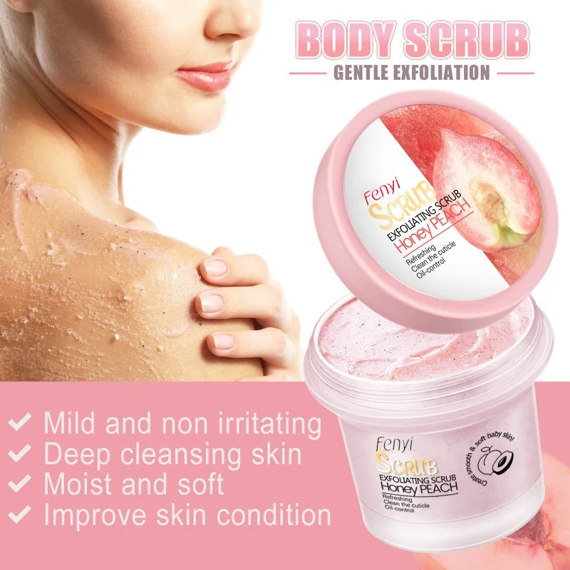 Fenyi Honey Peach Body Scrub Exfoliating Deep Clean Moisturizing Smooth Skin Remove Dead Skin Gentle Care for Face & Body Oasis Select