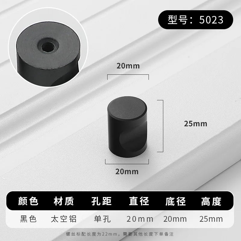 Aluminium Alloy Black Cabinet Knobs Kitchen Cabinet Handles Drawer Pulls Furniture Handle Hardware Oasis Select blac5023-single hole