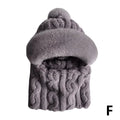 Winter Scarf Set Hooded for Women Plush Neck Warm Russia Outdoor Ski Windproof Hat Thick Plush Fluffy Beanies Cycling Cap Oasis Select Gray One size