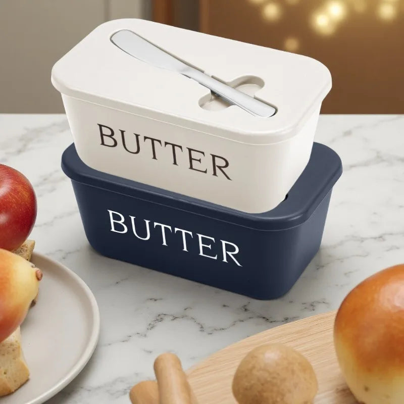 Butter Box with Knife Set, Refrigerator Storage Container, Easy Clean Surface, for Home Hotel Restaurant Kitchen Butter Serving Oasis Select