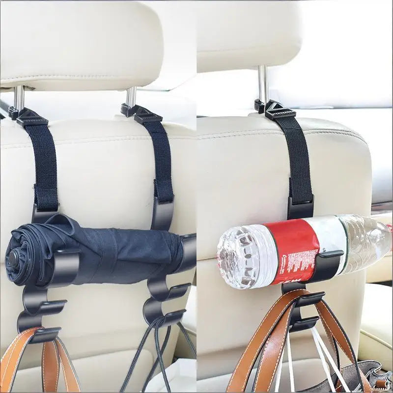 2pcs Car Back Seat Hook Multi-function Rear Seat Headrest Hanging Hook Umbrella Holder Seat Back Storage Interior Organizer Oasis Select
