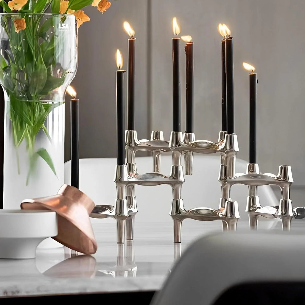 Modular Metal Candle Holder Interconnectable Geometric Candelabra for Stick Skinny Home Dining Table Decor Wedding Centerpiece Oasis Select