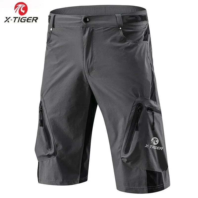 X-TIGER Mountain Bike Shorts Multi-Pockects Breathable Loose MTB Racing Motocross Cycling Pants Outdoor Waterproof Sports Pants Oasis Select Grey M