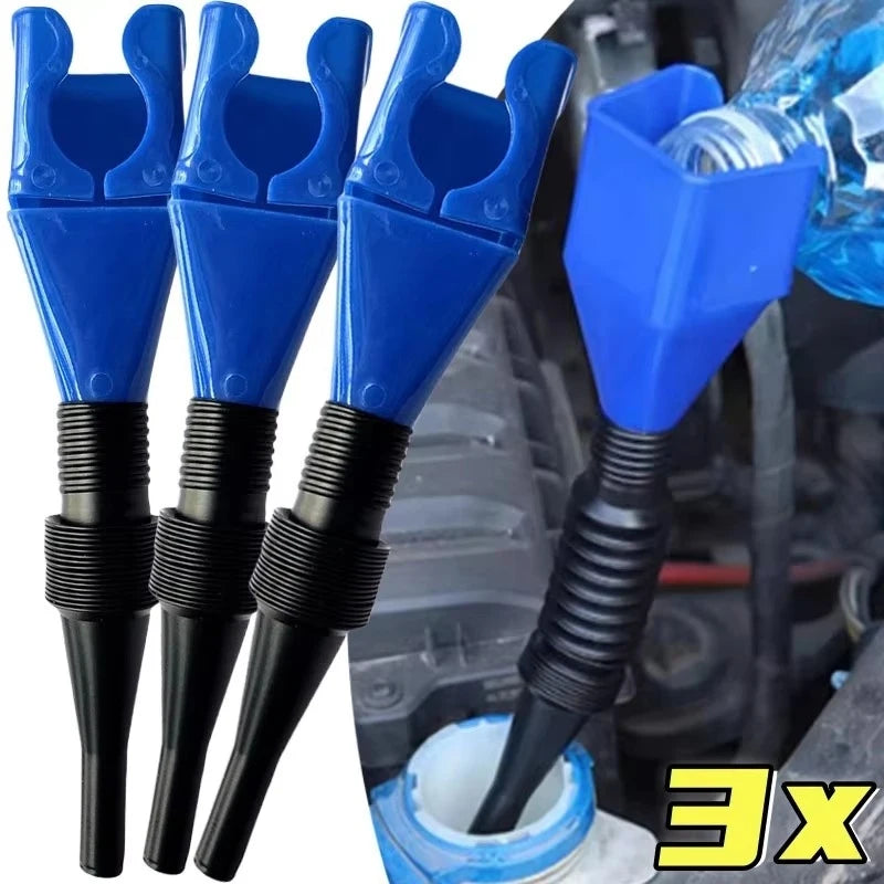 1/2/4/6pcs Blue Universal Plastic Multi-Function Wide Mouth Large Funnels Flexible Draining Tool Snap Funnel For Automotive Oil Oasis Select