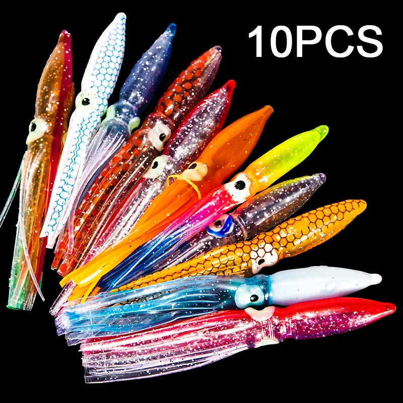 10pcs 8cm Soft Lure Squid Artificial Bait Lures Octopus Tuna Sailfish Baits Random colour Oasis Select