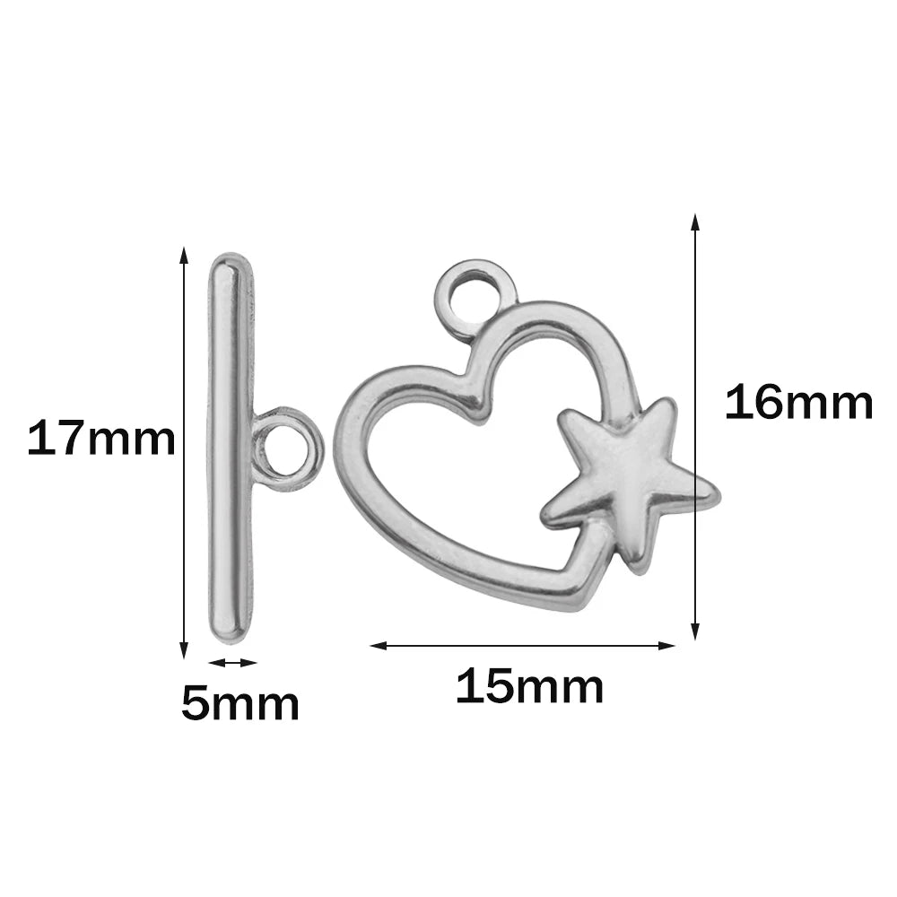 5 Sets Stainless Steel Toggle Clasp T-bar Closure Ring Fastener Hook