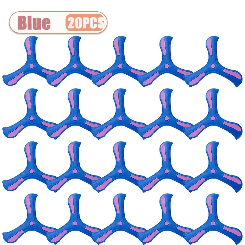 1-20PCS Tri-Blade Boomerang for Kids Outdoor Toys Safe Durable Flying Disc Family Fun Sport Game Parent-Child Interaction Oasis Select Blue-20PCS