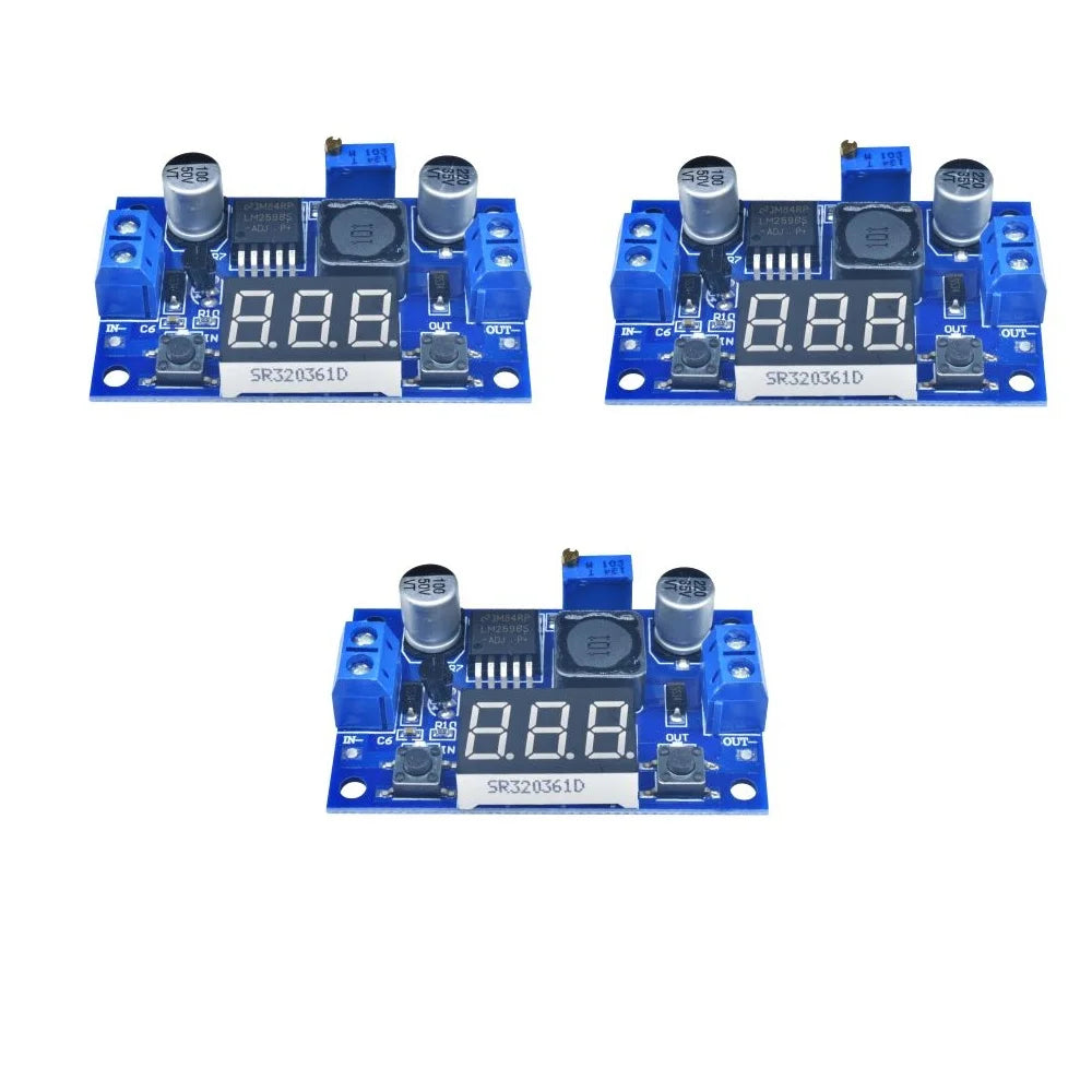 LM2596 DC Step Down Converter Voltage Regulator 4.0~40 to 1.25-37V Buck Adapter LED Display Voltmeter Adjustable Power Supply Oasis Select 3PCS