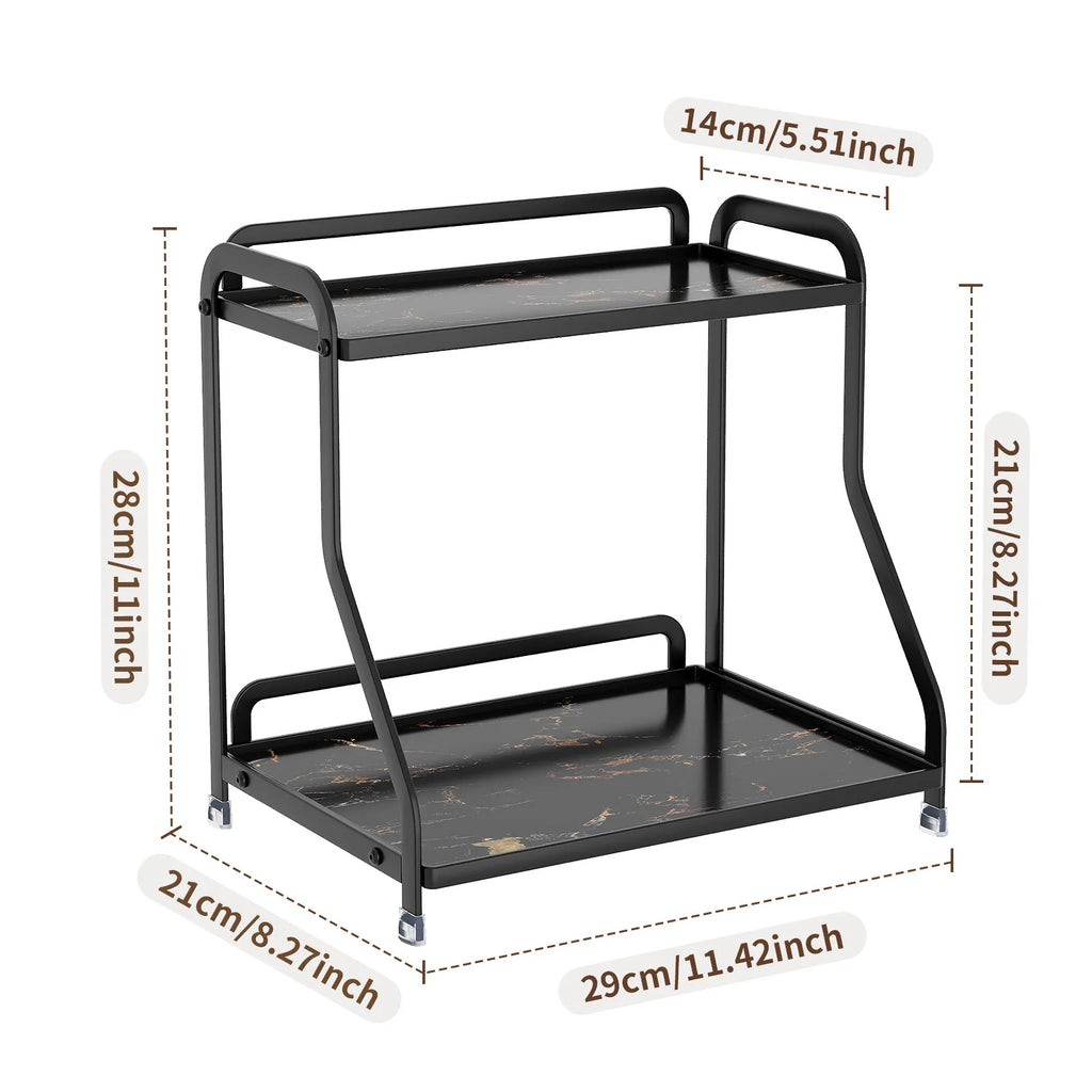 Cosmetics storage rack Stone pattern desktop skin care product shelf Bathroom dresser Perfume storage box Oasis Select Second layer black