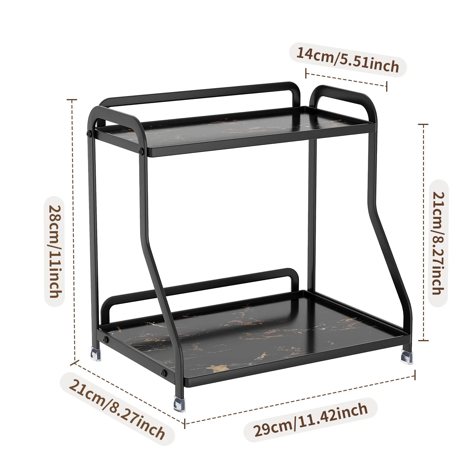 Cosmetics storage rack Stone pattern desktop skin care product shelf Bathroom dresser Perfume storage box Oasis Select Second layer black