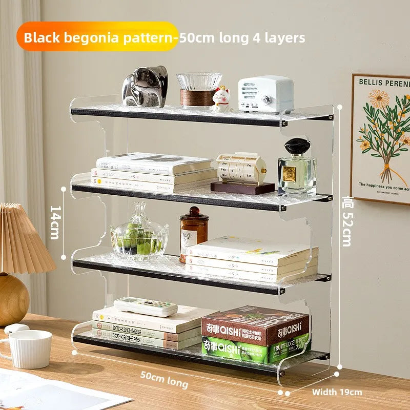 Desktop bookshelf, desktop shelf, desk storage rack, dormitory desk, study table, multi-layer shelf, multi-layer shelf Oasis Select Black 4-50