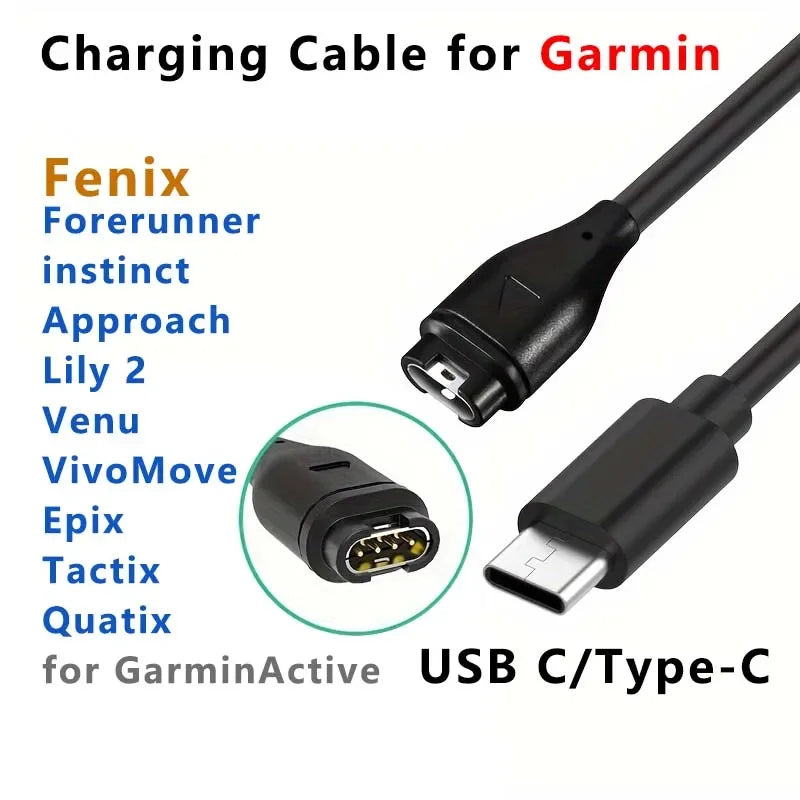USB Charging Cable for Garmin Fenix 7/6/5 Forerunner Vivoactive Smartwatch Charger Cable Oasis Select