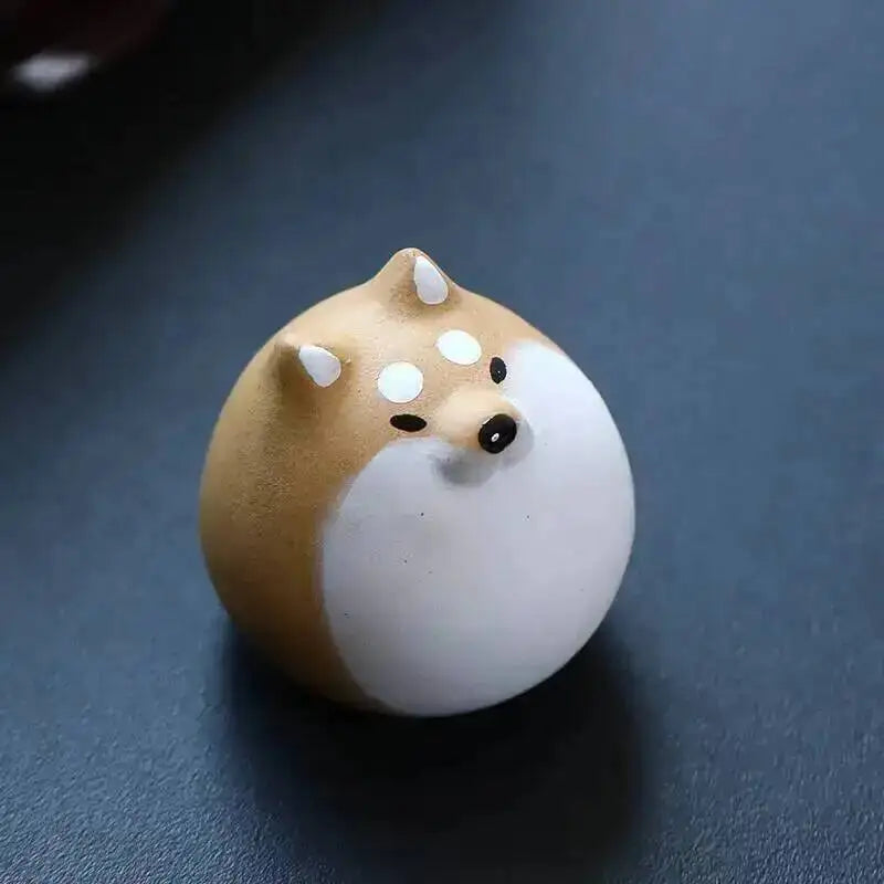Purple Clay Tea Pet Shiba Inu Figurine Handmade Dog Egg Tea Plaything Akita Inu Clay Tea Table Tea Pet Oasis Select Shiba Inu Yellow 1