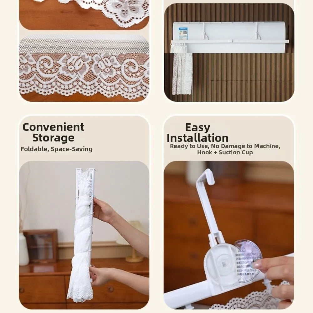 Lace Air Conditioner Guide Cover Anti-Direct Blowing Dust-proof Air Conditioning Curtain 90*50cm No-punching Oasis Select
