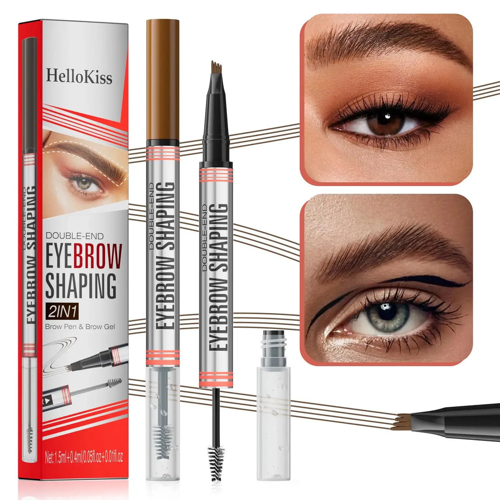 Hello Kiss 2-in-1 Waterproof Liquid Eyebrow Pencil – 4-Tip