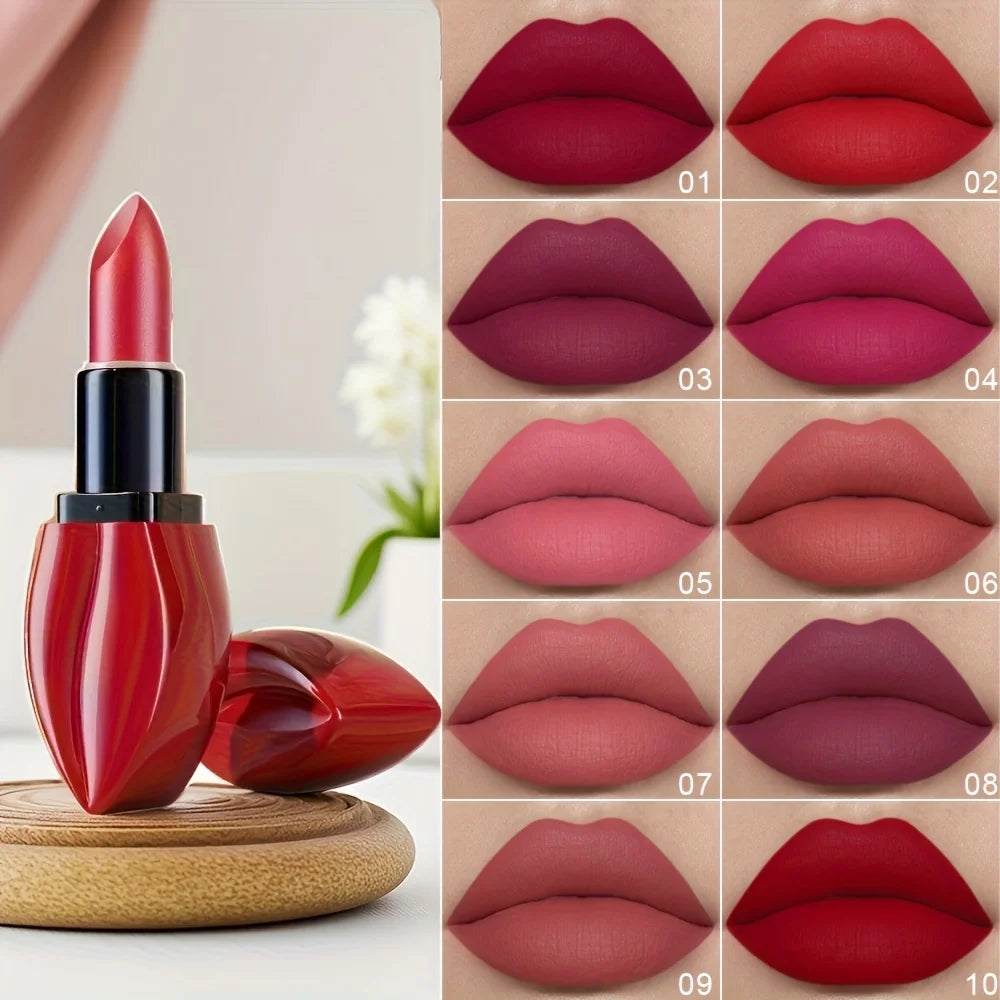 1pcs Matte Lip Gloss Lipstick, High Pigment Waterproof Velvet Long Lasting, Deep Red, Nude, Y2K Christmas Valentine's Day Gifts Oasis Select