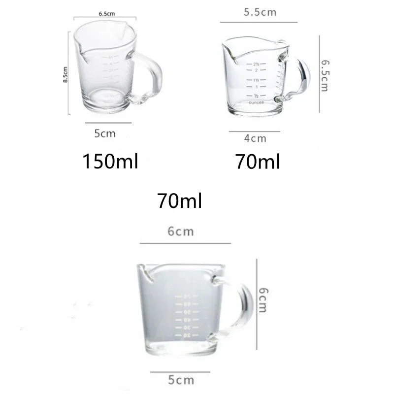 70/150ML Espresso Glass Cup Measuring Cup Milk Latte Jug Coffee Supplies Kitchen Dining & Bar Mug Drinkware Double Thick Bottom Oasis Select