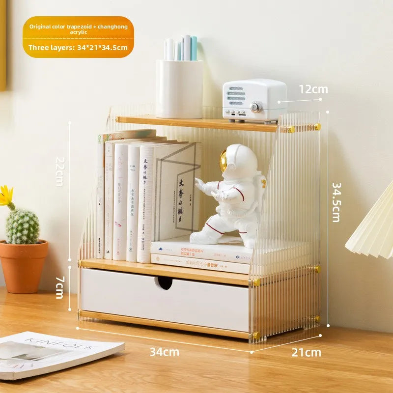 Simple desk bookshelf Student dormitory desktop shelf Desk multi-layer storage rack Desk corner small bookcase Oasis Select Primary T single 34