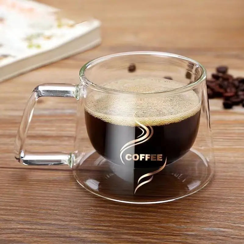 1/2PCS Double Wall Glass Coffee Mug Heat Resistant Tea Milk Juice Coffee Water Espresso Cup Thermo Insulated Cup for Household Oasis Select