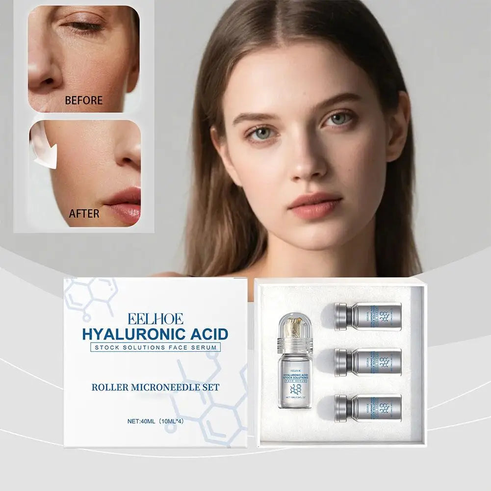 Hyaluronic Acid Face Serum & Microneedle Roller Set 4×10ml Face Serum Set Oasis Select