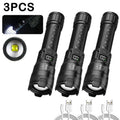 High Strong Power Led Flashlights 2000LM Tactical Torch with Display Light USB Charging Camping Fishing Emergency Zoom Lantern Oasis Select TY908 3PCs