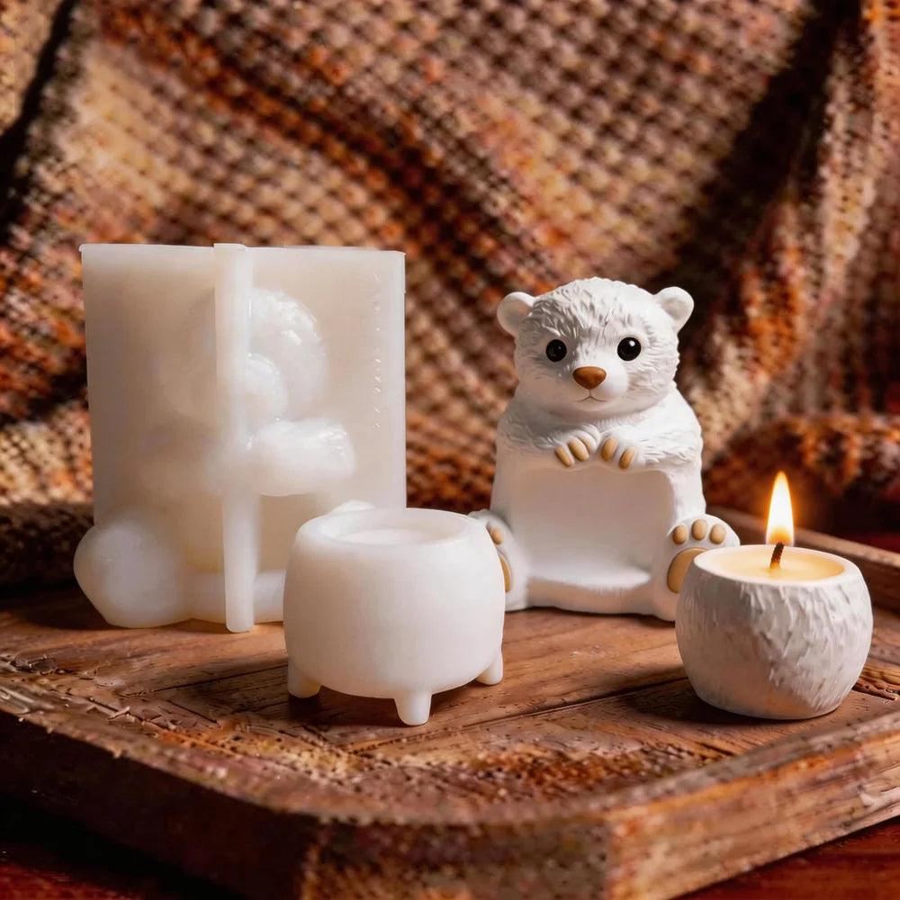 Diy Simple Bear Plaster Decoration Decoration Silicone Mold Can Be Filled With Candle Striped Candlestick Epoxy Mold Oasis Select