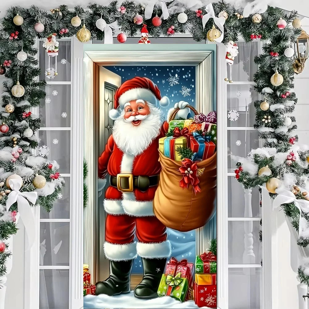 Christmas Snowman & Santa Door Cover Banner | Holiday Decor