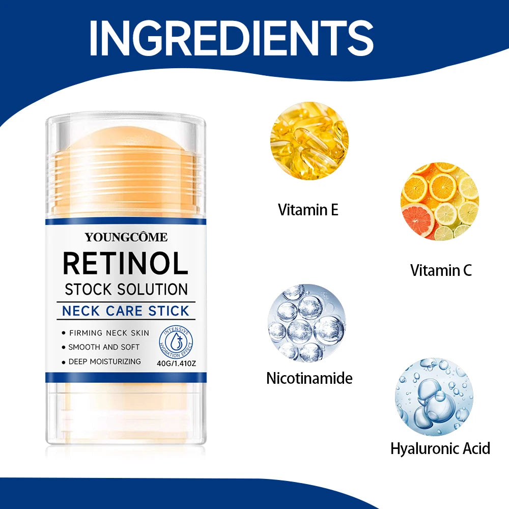 Retinol Neck Care Stick - Anti-Aging Firming Treatment, Hyaluronic Acid & Collagen, Wrinkle Reduction for Sagging Skin Oasis Select