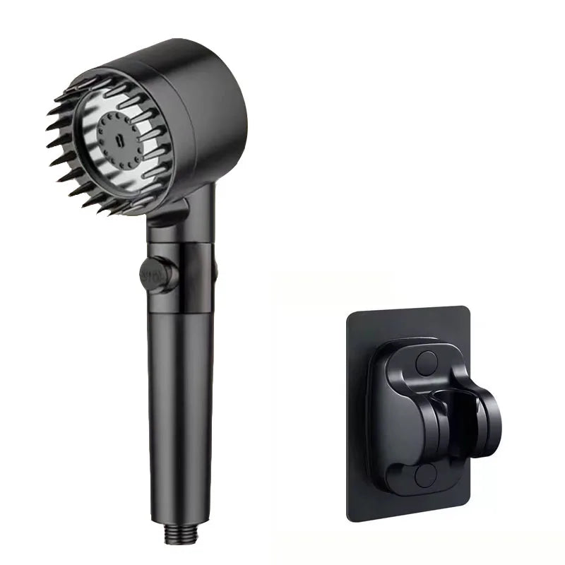 Showerhead Pressurization Shower Knobs Three Speed Switching Multiple Colors Head Massage Bathroom Accessories Filter Heads Home Oasis Select Black suit B