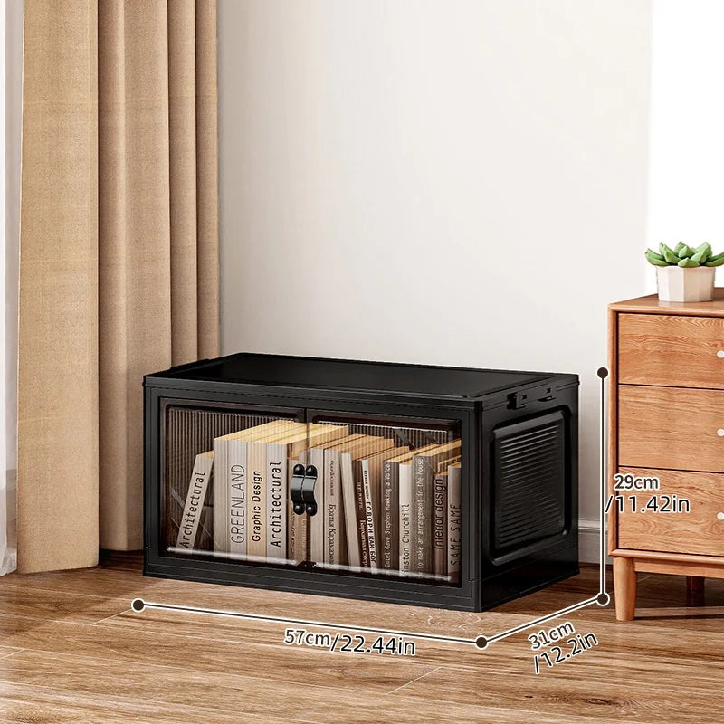 22.4 Inch Foldable Storage Box,Double Doors Multi-Layer No Assembly Organizer for Drinks/Snacks/Toys/Daily Items,Space-Savining Oasis Select 1 Layer No Wheels
