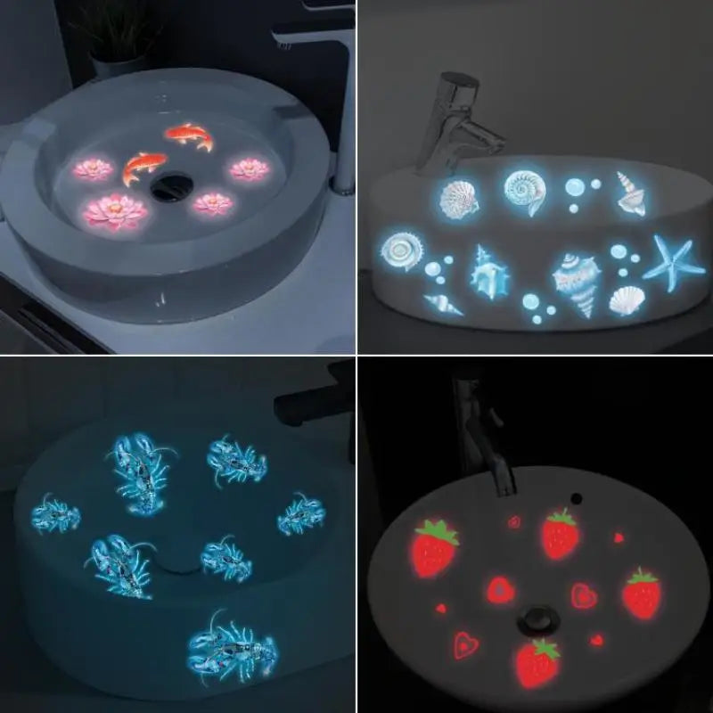 Glow In The Dark Sink Stickers Luminous Glass Stickers Washbasins Stickers Toilet Sticker Self-adhesive Removable Home Decor Oasis Select