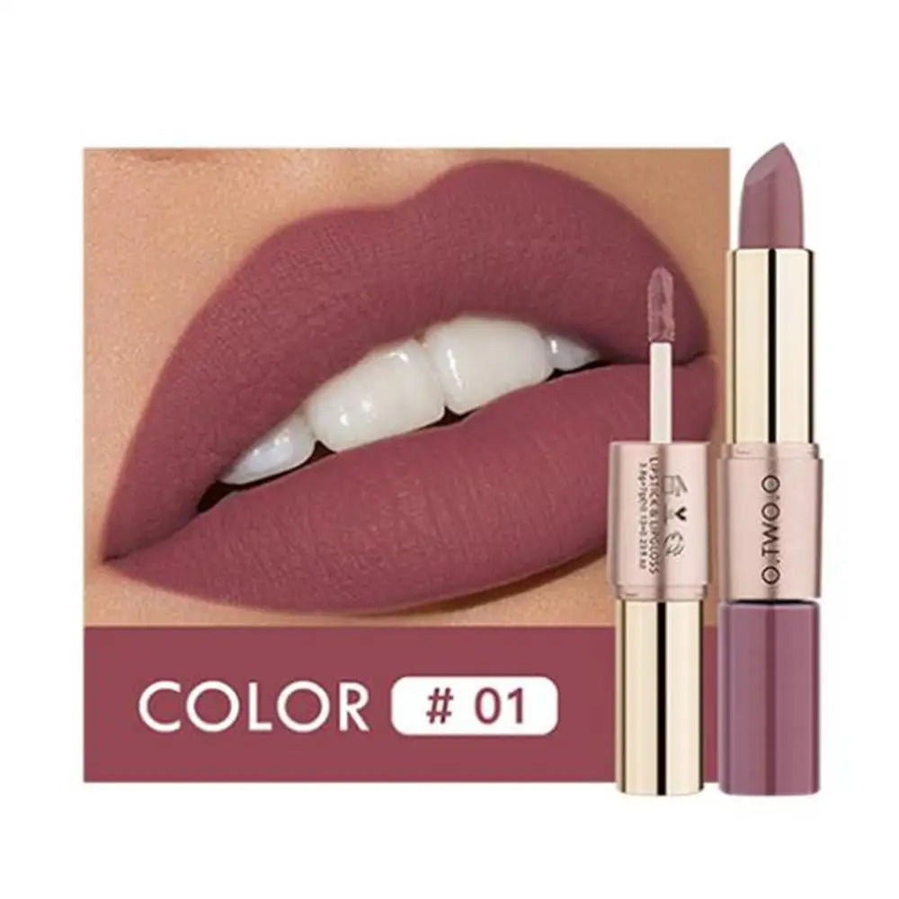 O.TWO.O 2-in-1 Matte Lipstick & Lip Gloss – 12 Colors